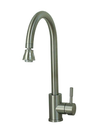 Kitchen Faucet Rv Metal Single Lever Gooseneck Spout Deckplate Brushed Nickel