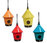 Alpine 10 in. H x 7 in. W x 7 in. L Ceramic Bird House (Pack of 4)