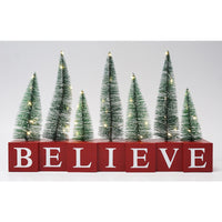 Sienna Tree with "Believe" Base Christmas Decor (Pack of 4)