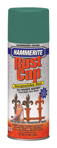 Hammerite Rust Cap Hammered Mid Green Enamel Spray Paint 12 oz. (Pack of 6)