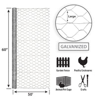 Garden Zone  60 in. H x 50 ft. L 20 Ga. Silver  Poultry Netting