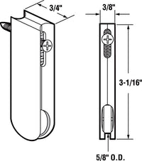 Prime-Line  3/4 in. Dia. x 1/4 in. L Nylon/Steel  Roller Assembly  2 pk