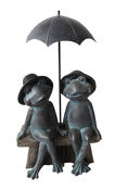 Alpine Corporation Usa1412 16 Polyresin Sitting Frog Couple Under Umbrella Statuary