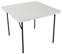 Folding Table, White Polyethylene With Steel Frame, 37-In. Square