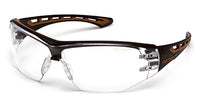 Easley Safety Glasses, Clear Anti-Fog Lens, Black/Tan Frame