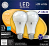 GE A21 E26 (Medium) LED Bulb Soft White 100 Watt Equivalence 2 pk (Pack of 4)