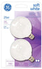 GE 25 watts G16.5 Globe Incandescent Bulb E12 (Candelabra) Soft White 2 pk