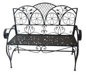 Alpine Corporation Bvk118 45 X 25 X 38 Iron Brown Bench With Leaf Pattern