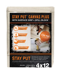 Trimaco 04328 4' X 12' White Canvas Stay Put Drop Cloth