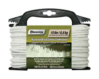 SecureLine White Diamond Braided Cotton Clothesline Rope 15 lbs. Capacity, 100 L ft. x 3/16 Dia. in.