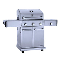 Elite LP Gas Grill, 3 Burners + Side Burner, 57,000-BTU, Stainless Steel