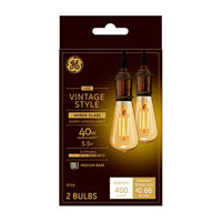 GE Lighting ST19 E26 (Medium) Filament LED Bulb Amber Warm White 60 Watt Equivalence 2 pk