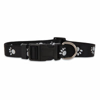 Reflective Paw Dog Collar, Black, 3/8 x 8-14 In. (Pack of 3)