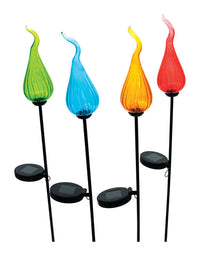 Alpine Glass Assorted 33-1/2 in. H Abstract LED Solar Garden Stake (Pack of 16)