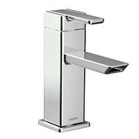 Chrome one-handle low arc bathroom faucet