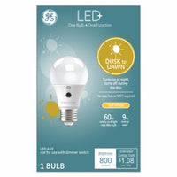 LED Light Bulb, Dusk to Dawn Soft White, A19, Outdoor Use, 9-Watts