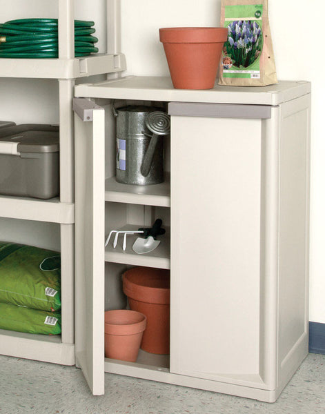 Sterilite Plastic 2 Shelf Cabinet Flat Gray 