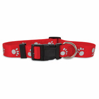 Reflective Paw Dog Collar, Red, 3/8 x 8-14 In. (Pack of 3)