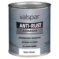 Valspar Anti-Rust Armor Indoor and Outdoor Satin White Oil-Based Enamel Rust Prevention Paint 1 qt