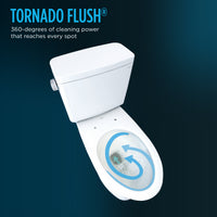 TOTO® Drake® WASHLET®+ Two-Piece Elongated 1.28 GPF Universal Height TORNADO FLUSH® Toilet with Auto Flush, 10 Inch Rough-In, Cotton White - MW7763046CEFGA.10#01