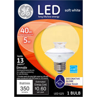 GE G25 E26 (Medium) LED Bulb Soft White 40 W 1 pk