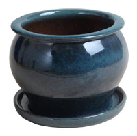 Studio Planter, Drip Blue Ceramic, 11-In.