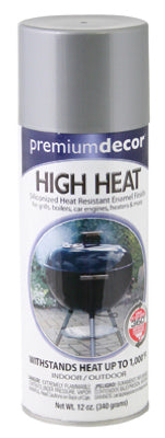 Premium Decor High-Heat Spray Paint, Dull Aluminum, 12-oz.