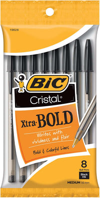 Bic MSBP81-BLK Black Xtra-Bold Cristal® Pens 8 Count (Pack of 12)