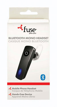 Fuse Black Easy Control Universal Wireless Simple Bluetooth Headset for All Mobile Devices