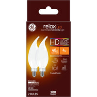 GE Lighting Relax CAC E12 (Candelabra) LED Bulb Soft White 40 Watt Equivalence 2 pk