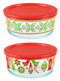 Pyrex 1132837 4 Cup Glass Food Storage Container Assorted Designs 12 Count Display