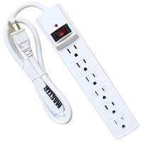 6-Outlet Surge Protector, 510 Joules, White