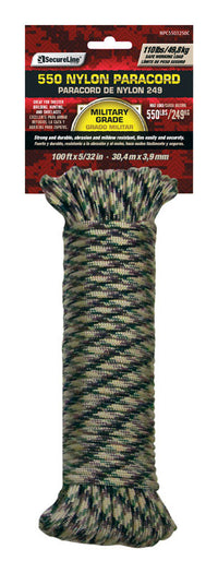 SecureLine 5/32 in. D X 50 ft. L Camouflage Braided Nylon Paracord