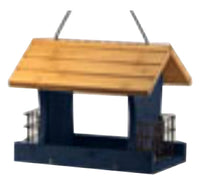 Wood Bird Feeder, Blue, 12-In.