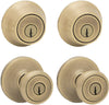 Kwikset Tylo Satin Brass Deadbolt and Entry Door Knob 1-3/4 in.