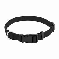 Dog Collar, Adjustable, Black Nylon, Quadlock Buckle, 5/8 x 10 to 16-In. (Pack of 3)