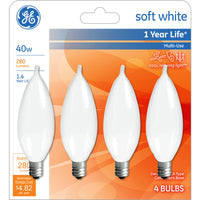 GE 15 W Blunt Tip Candelabra Incandescent Bulb E12 (Candelabra) Crystal Clear 4 pk