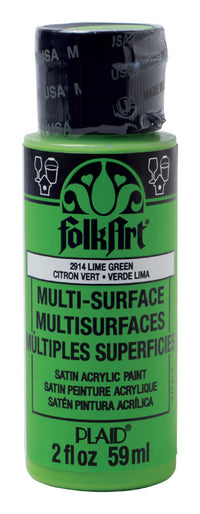 Plaid FolkArt Satin Lime Green Hobby Paint 2 oz. (Pack of 3)