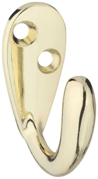 National Hardware 1.4 in. L Polished Brass Gold Zinc Single Prong Hook 1 pk