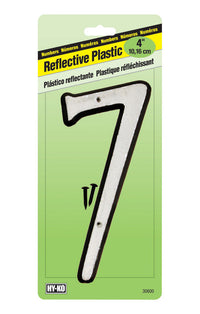 Hy-Ko 4 in. Reflective White Plastic Number 7 Nail-On 1 pc. (Pack of 10)