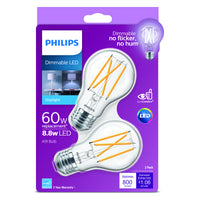 Philips A19 E26 (Medium) LED Bulb Daylight 60 Watt Equivalence 2 pk