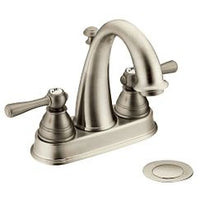 Brushed nickel two-handle high arc bathroom faucet