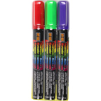 Hy-Ko Neon Color RED, GREEN, PURPLE Broad Tip Glass Marker (Pack of 3)