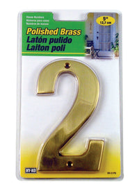 Hy-Ko 5 in. Gold Brass Nail-On Number 2 1 pc