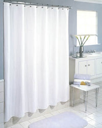 Excell 1CB-40O-2009100 White Waffle Weave Fabric Shower Curtain                                                                                       