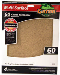 Sandpaper, Coarse 60-Grit, 9 x 11-In., 4-Pk.