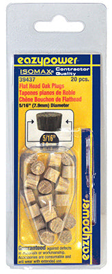 Dowel Plug, Flat Head, Oak, 5/16-In., 20-Pk.