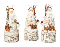 Roman  Carved Santa  Christmas Decoration  White  Resin  1 pk (Pack of 3)