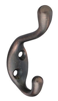 National Hardware N335-489 3.302" X 2.351" Antique Bronze Heavy Duty Double Coat & Hat Hook