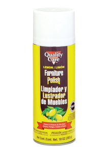 Quality Care Lemon Scent Furniture and Cabinet Cleaner and Polish 10 oz Spray (Pack of 12)